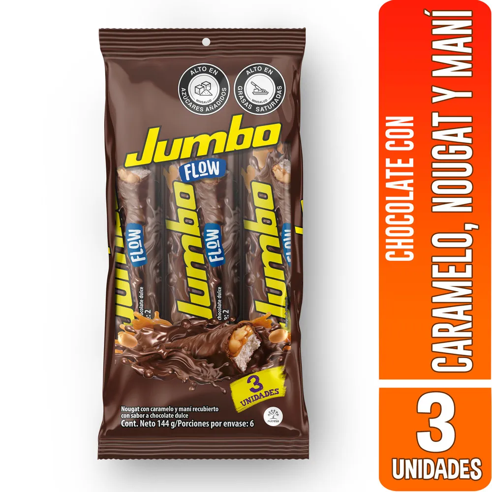 Chocolatina Jumbo Flow 3 Unidades 144Gr | SuperBooM